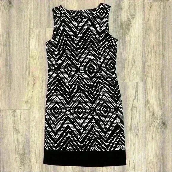 Mario Serrani Shift Dress Sleeveless Black White Diamond Pattern Size 6 - Picture 1 of 10